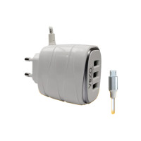 Vizo Fast Charger With Triple USB Ports White (V16)