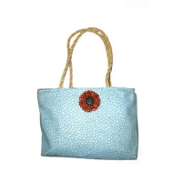 Want & Get Printed Zipper Tote Bag For Women SkyBlue