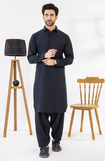 iShopping - Bareeza Soft Cotton Unstitched Shalwar Kamez For Men - Navy Blue