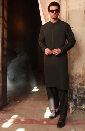 iShopping - Bareeza Soft Cotton Unstitched Shalwar Kamez For Men - Black