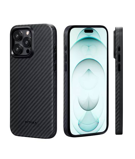 iShopping - Pitaka Aramid Fiber MagEZ Case Pro For iPhone 15 Pro - Black/Grey Twill