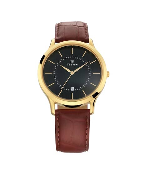 iShopping - Titan Karishma Radiance Collection Men's Leather Watch - Brown (NR1825YL04)