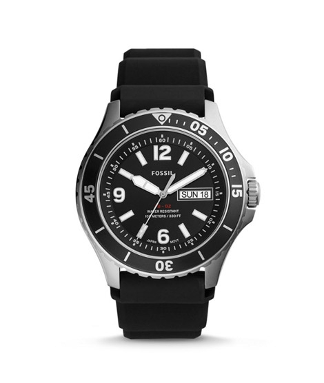 iShopping - Fossil Three-Hand Date Men’s Watch Black Silicone (FS5689P)