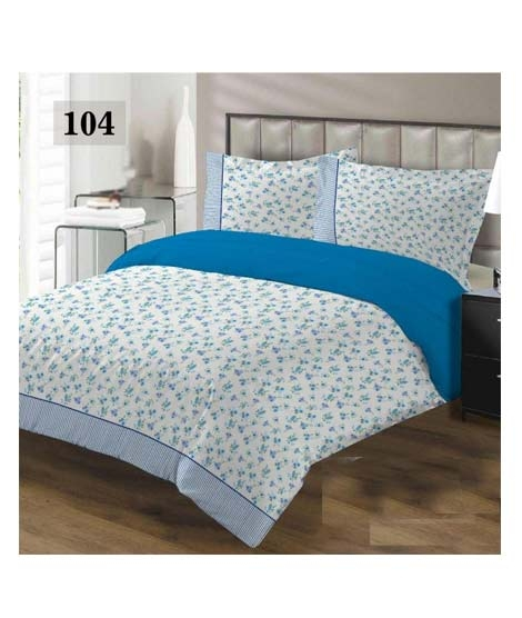 iShopping - AAM Printed Double Bed Sheet With 2 Pillowcase (1533-104)