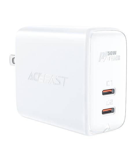 iShopping - Acefast 50W 2x USB-C Fast Charger White (ACE-0002)