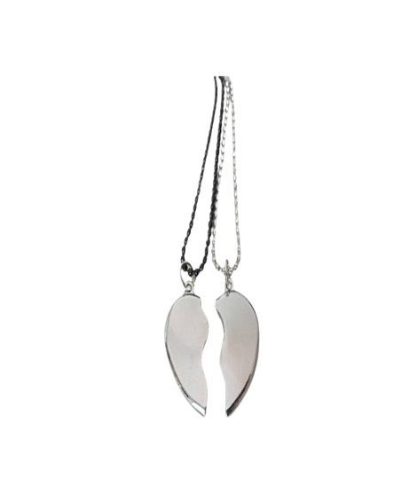 iShopping - Afreeto Broken Magnet Heart Shaped Necklace Silver