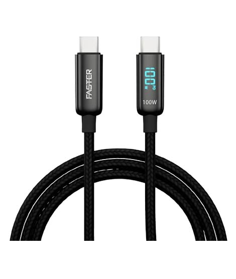 iShopping - Faster VI-100W Type C  to Type C Charging Cable Black