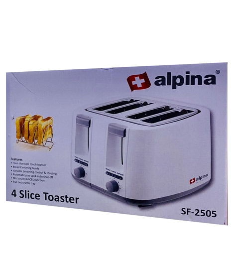 iShopping - Alpina 1300W 4 Slice Touch Toaster White (SF-2505)