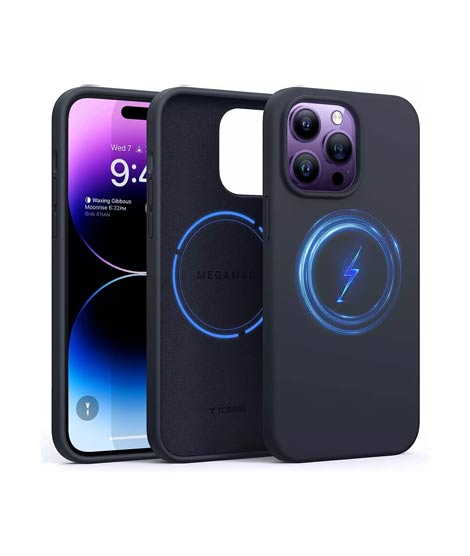 iShopping - Torras Magnetic Silicone Shockproof Case For iPhone 14 Pro Max Space Black (AMT-6272)