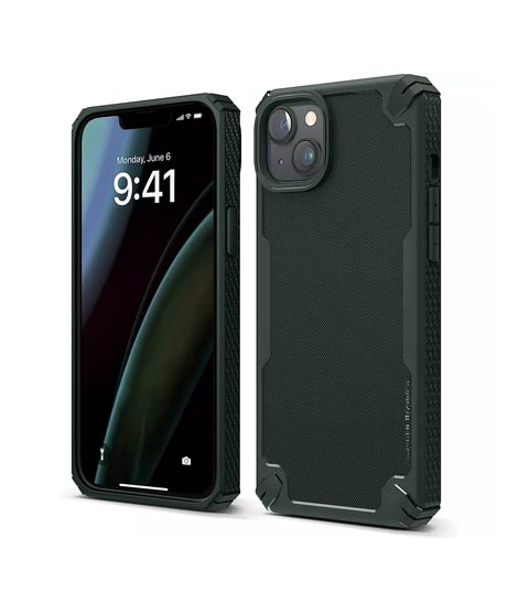 iShopping - Elago Armor Carbon Fiber Texture Shockproof Case For iPhone 14 Plus Dark Green (AMT-6369)