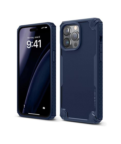 iShopping - Elago Armor Carbon Fiber Texture Shockproof Case For iPhone 14 Pro Max Jean Indigo (AMT-6669)