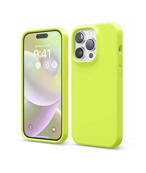 iShopping - Torras Liquid Silicone Shockproof Case For iPhone 14 Pro Max Neon Yellow (AMT-6747)