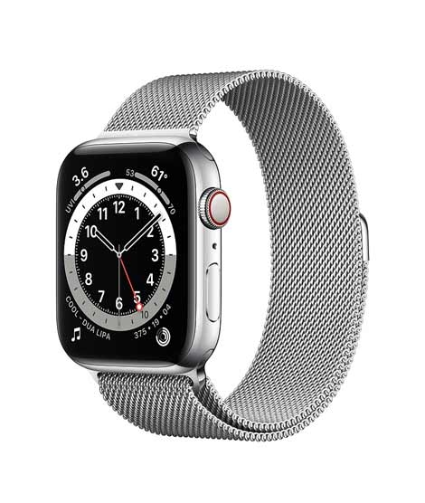 iShopping - Apple Watch Series 6 44mm Silver Stainless Steel Case With Milanese Loop Strap GPS Cellular
