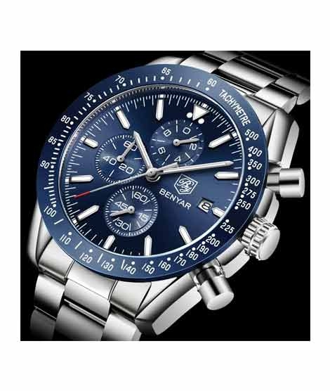 iShopping - Benyar Chronograph Exclusive Edition Men's Watch Silver (BY-1055)