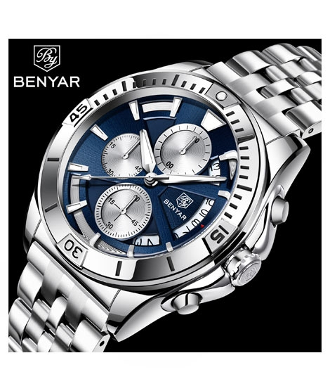 iShopping - Benyar Chronograph Exclusive Edition Men's Watch Silver (BY-1260)