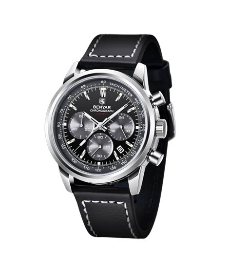 iShopping - Benyar Exclusive Chronograph Edition Men's Leather Watch Black (BY-5188-2)