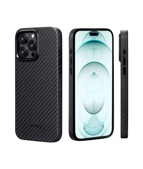 iShopping - Pitaka Aramid Fiber MagEZ Case Pro For iPhone 15 Pro Max - Black/Grey Twill