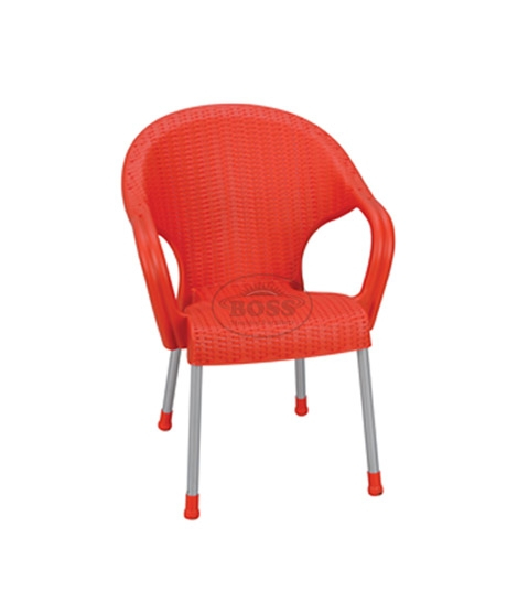 iShopping - Boss Steel Plastic Princess Rattan Chair With Arms Red (BP-663-RED)