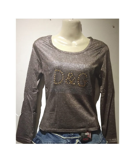 iShopping - Aini Garments Mix Jersey T-Shirt For Girl Brown & Silver (0004)