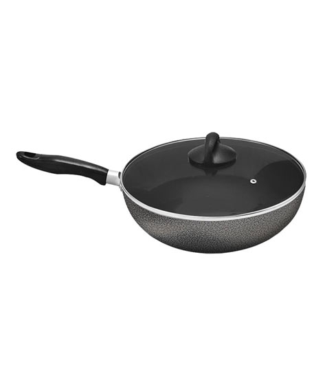 iShopping - Cambridge Non Stick Long Handle Wok With Glass Lid 24 Cm (NWT824L)