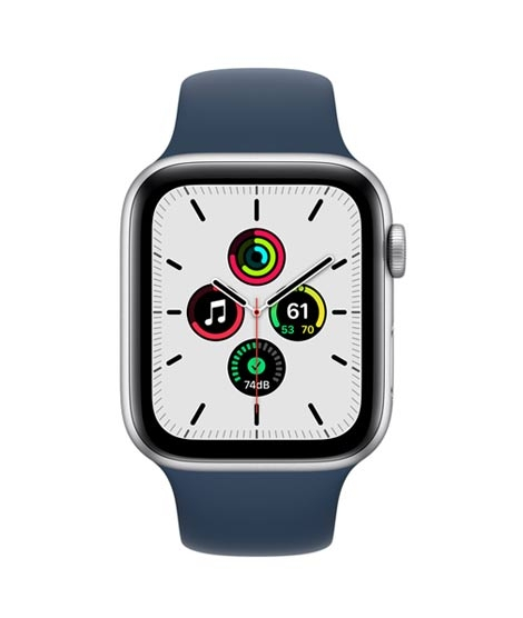 iShopping - Apple iWatch SE 44mm Silver Aluminum Case With Abyss Blue Sport Band - GPS