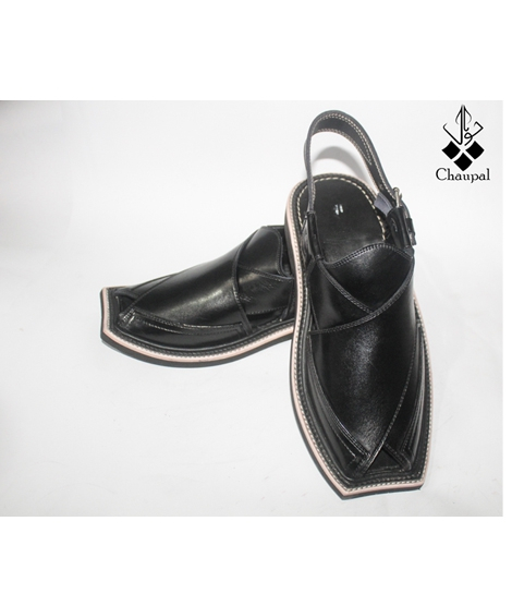 iShopping - ChuPaal Fashions Classic Peshawari Chappal For Men Shiny Black (CM-10011)