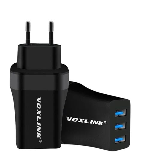 iShopping - Voxlink 21W Universal 3 USB Ports Wall Charger Black