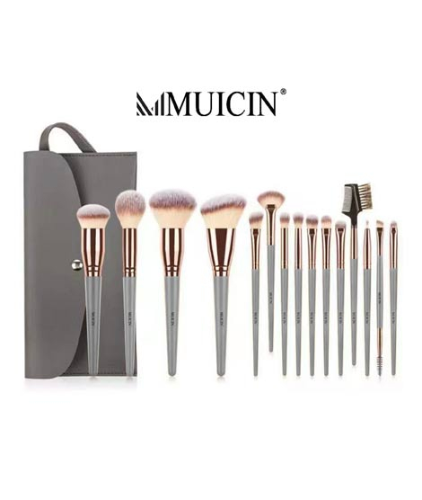 iShopping - Muicin Beige & Rose Gold Makeup Brushes - 15 Pc Set