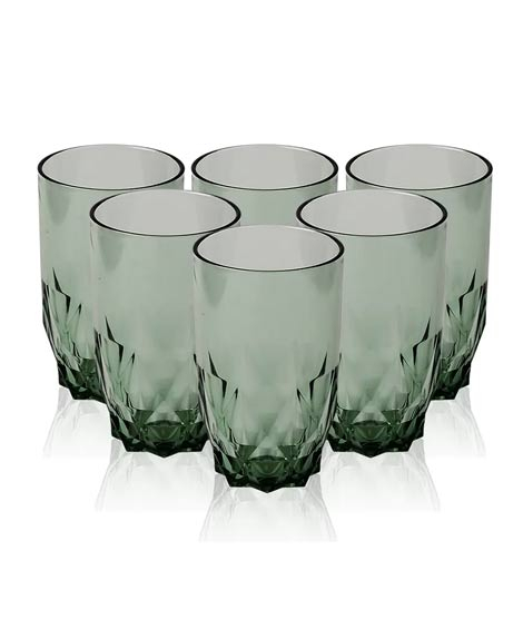 iShopping - Appollo Party Acrylic Glass M-11 (Pack Of 6)-Olive Green