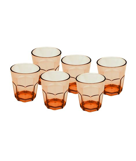 iShopping - Appollo Party Acrylic Glass M-4 (Pack Of 6) -Orange