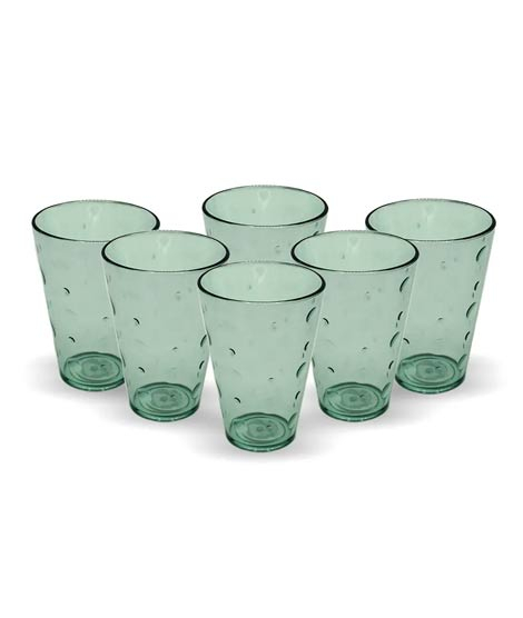 iShopping - Appollo Party Acrylic Glass M-3 (Pack Of 6)-Olive Green