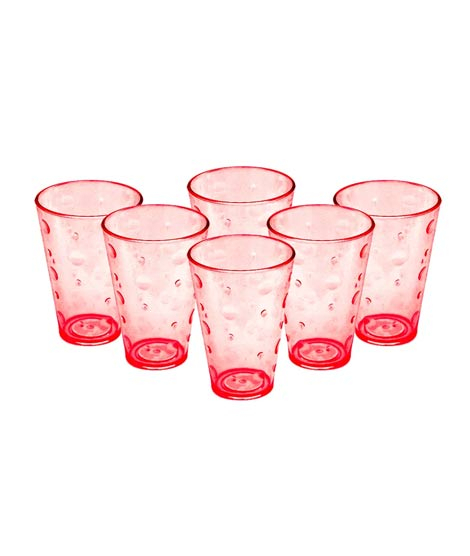 iShopping - Appollo Party Acrylic Glass M-3 (Pack Of 6)-Red