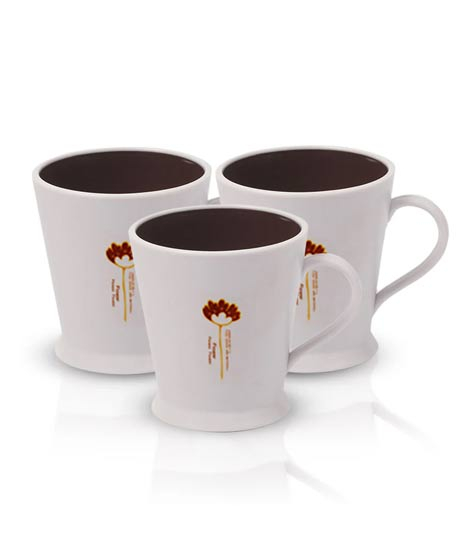 iShopping - Appollo Flower Mug (Pack Of 3)-Brown