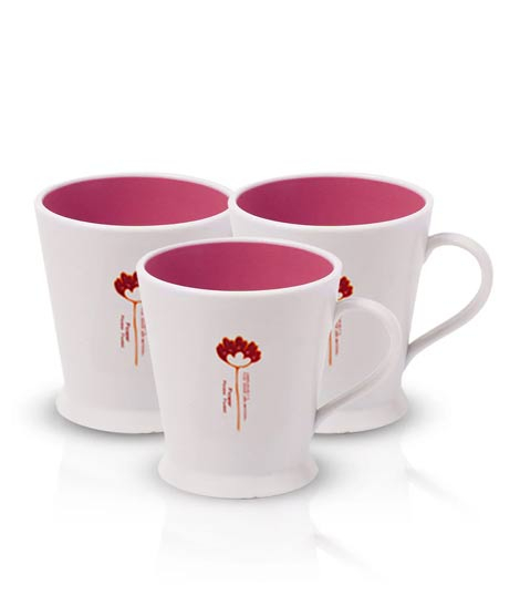 iShopping - Appollo Flower Mug (Pack Of 3)-Pink