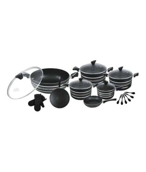 iShopping - Domestic Non Stick Stylish Cookware Set Black - 21 Pieces (0079)