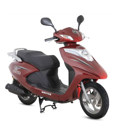 iShopping - United US 100 Petrol Scooter Automatic - 2024 Model-Maroon-2024 Registration