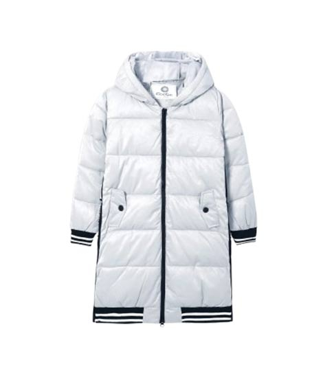 iShopping - HnH Marketing Long Quilted Zipper Hoodie For Women White-8-10 Year