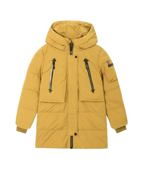 iShopping - HnH Marketing Long Quilted Zipper Hoodie For Men Yellow-6-8 Year