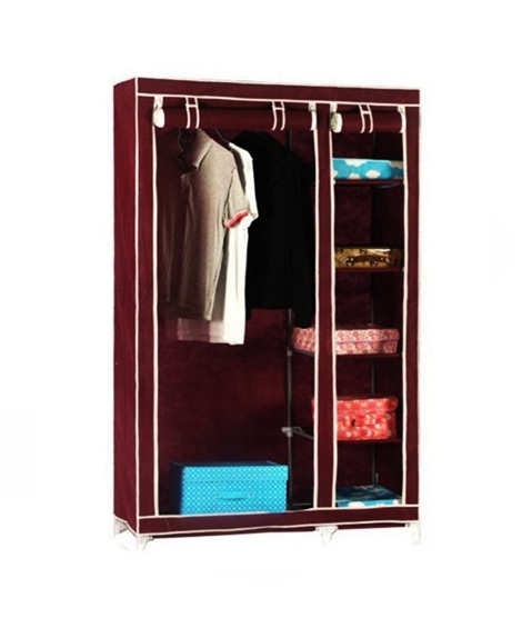 iShopping - Easy Shop 5 Shelf Cloth Hanging Wardrobe Brown