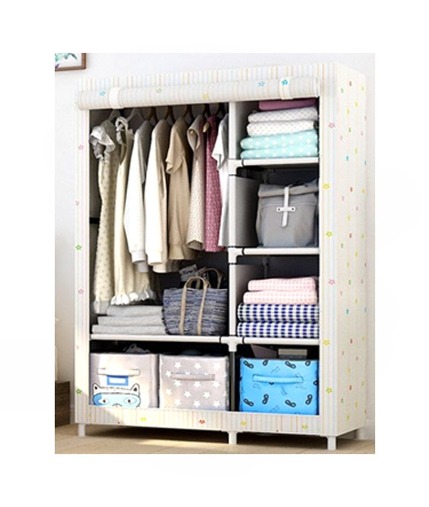 iShopping - Easy Shop Five Shelf & One Sided Hanging Cloth Wardrobe White