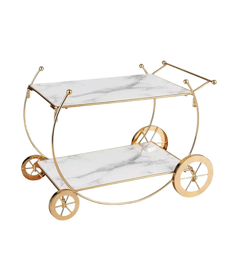 iShopping - Easy Shop Golden Frame 2 Floor Serving Trolley Dish