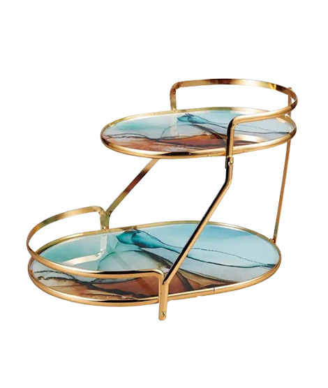 iShopping - Easy Shop Golden Frame Two Step Story Server Stand-Blue