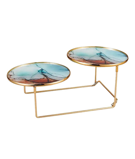 iShopping - Easy Shop Golden Frame Unique Serving Platter-Blue