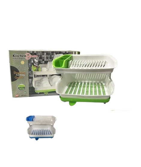 iShopping - Easy Shop Kitchen Strongest 2 Floor Fiber Plate and Dish Rack-Blue