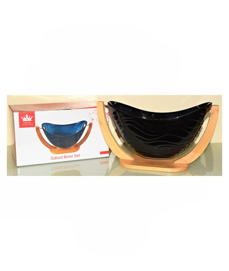 iShopping - Easy Shop Solecasa Salad Bowl With Bamboo Stand Black (1471)