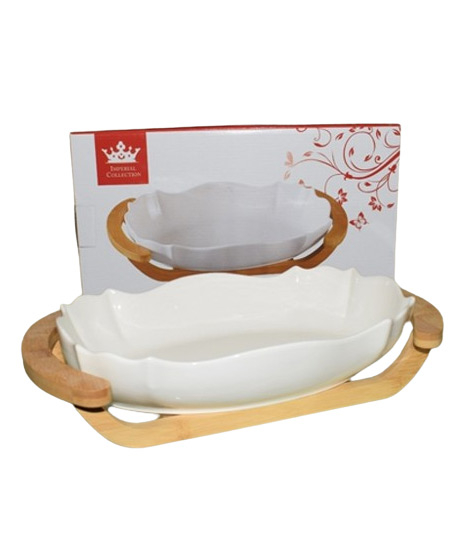 iShopping - Easy Shop Solecasa Serving Dish With Wooden Stand