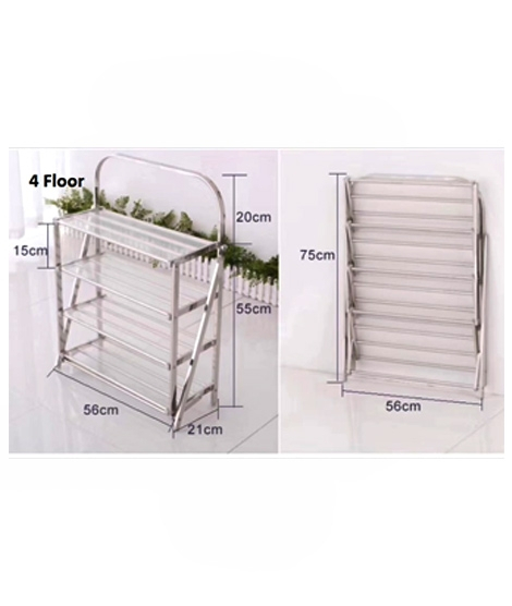 iShopping - Easy Shop Stainless Steel 4 Floor Shoe Rack