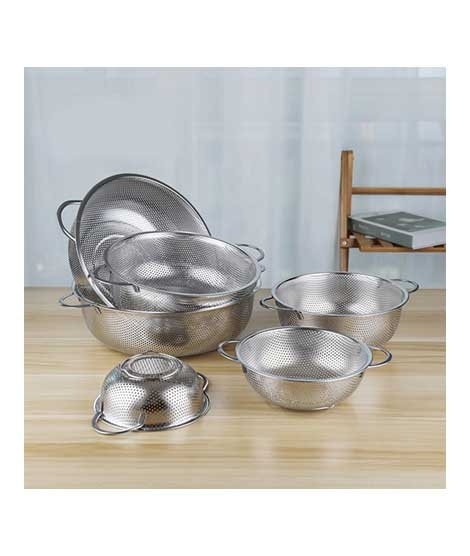iShopping - Easy Shop Stainless Steel Vegetable Draining Strainer - Set Of 6