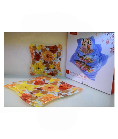iShopping - Easy Shop Wave Style Glass Tray Set - 3Pcs