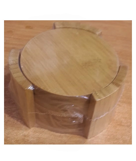 iShopping - Easy Shop Wooden Tea Coaster With Stand Pack Of 6Pcs